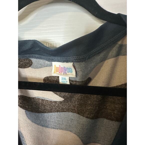 Lularoe Cardigan Button Jacket Blue Tab Black Camouflage 2XL 22/24 20 XXL - Picture 4 of 8